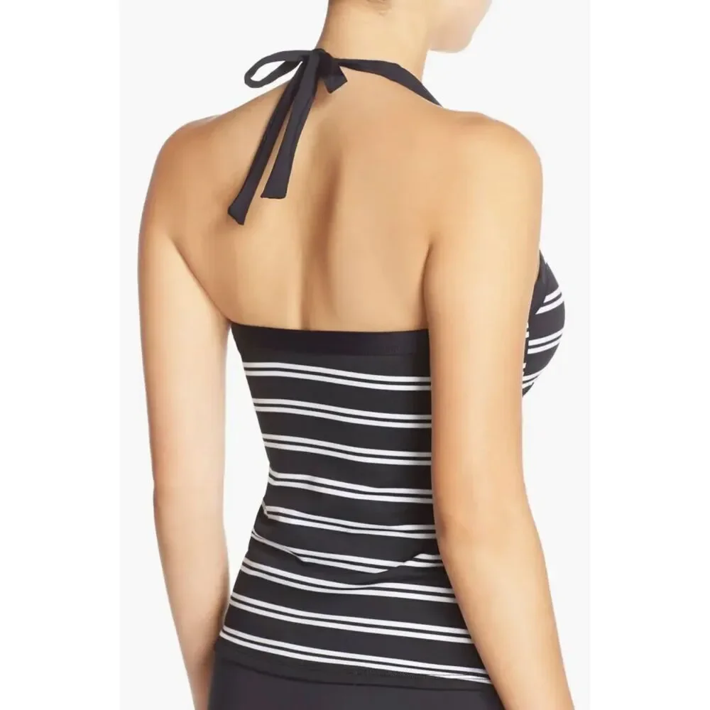 La Blanca NWT set size 4 tankini top & black bottoms striped black and white
